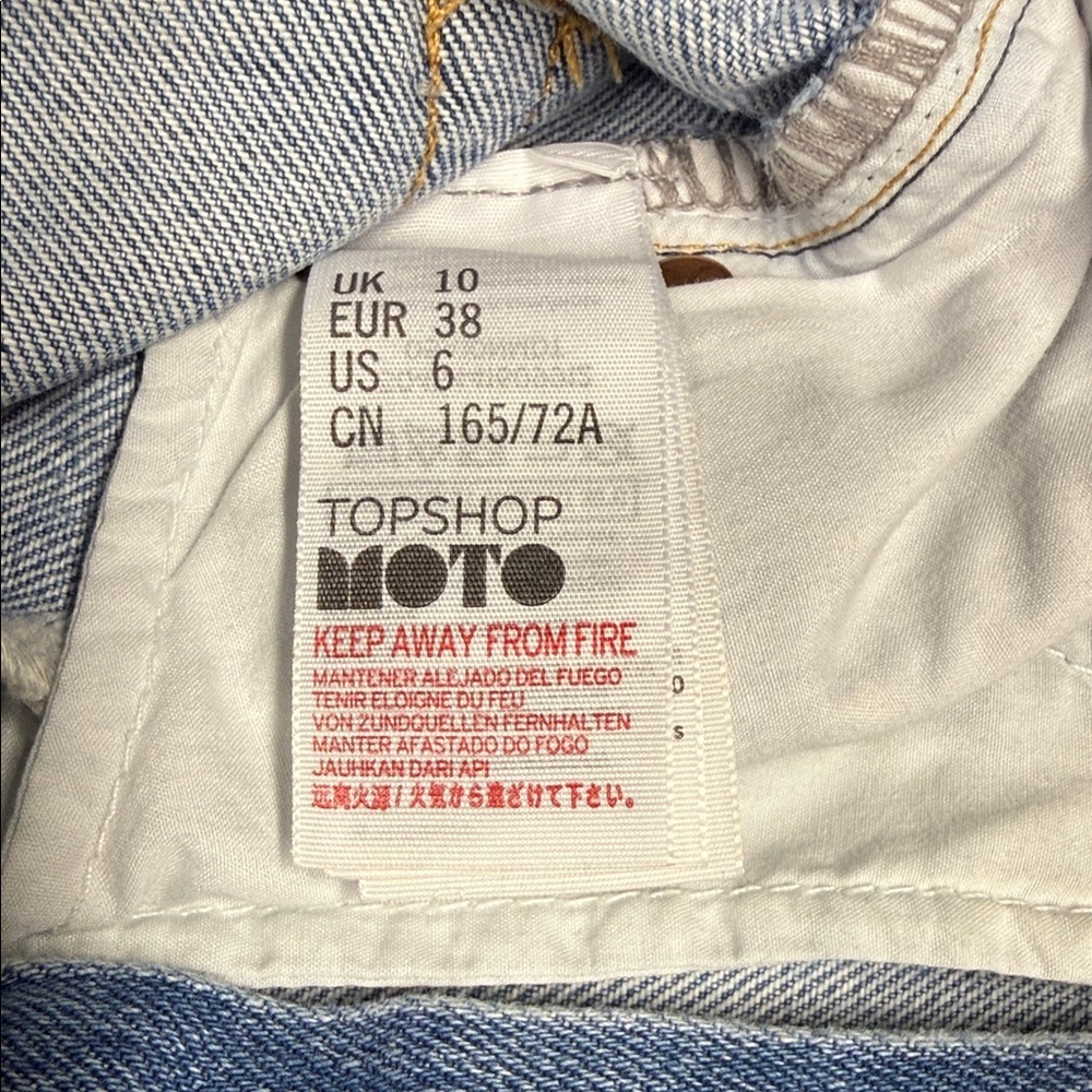 Topshop Light Blue Distressed Jean Shorts - Picture 4 of 4